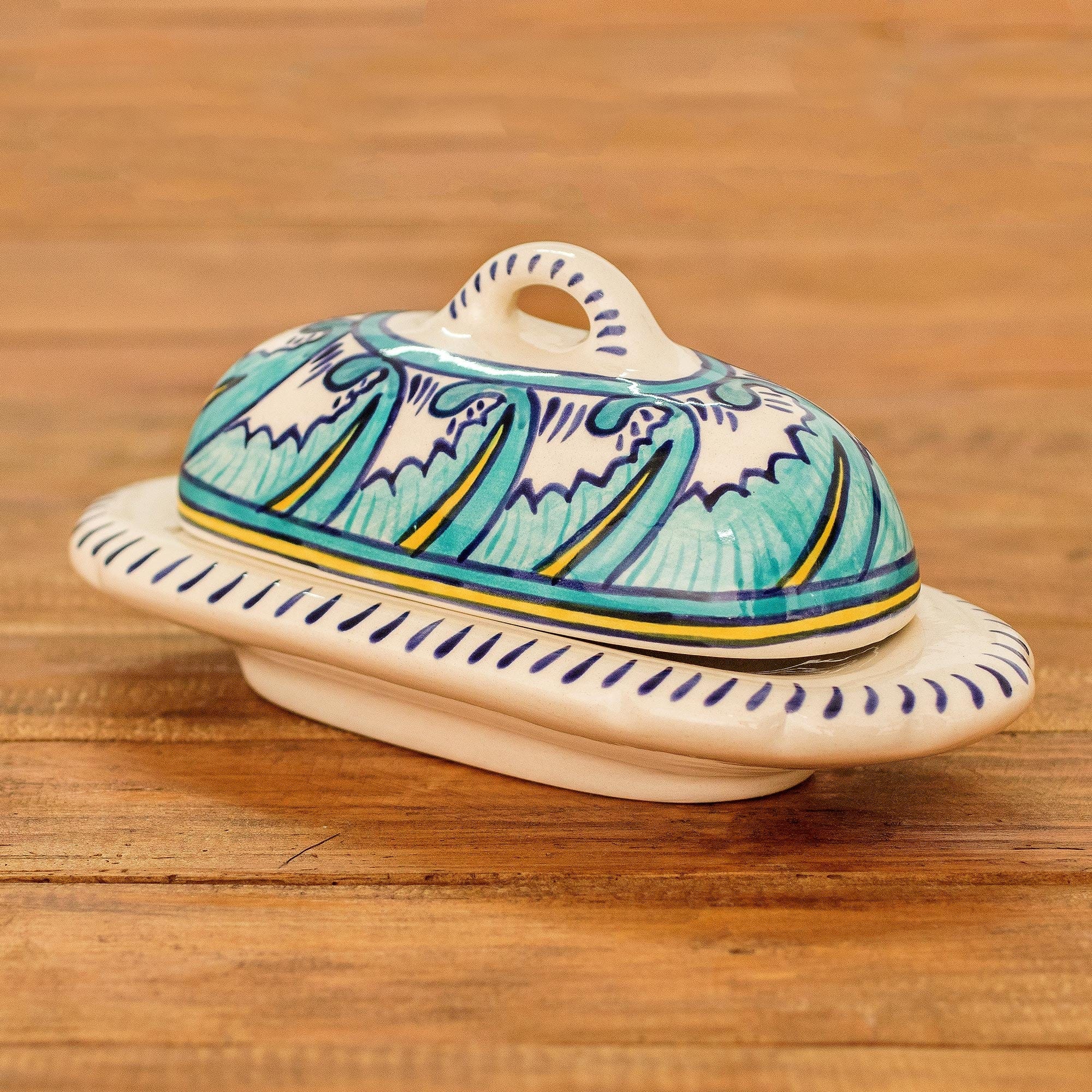 Covered Ceramic Butter Dish Crafted of Ceramic - Bermuda