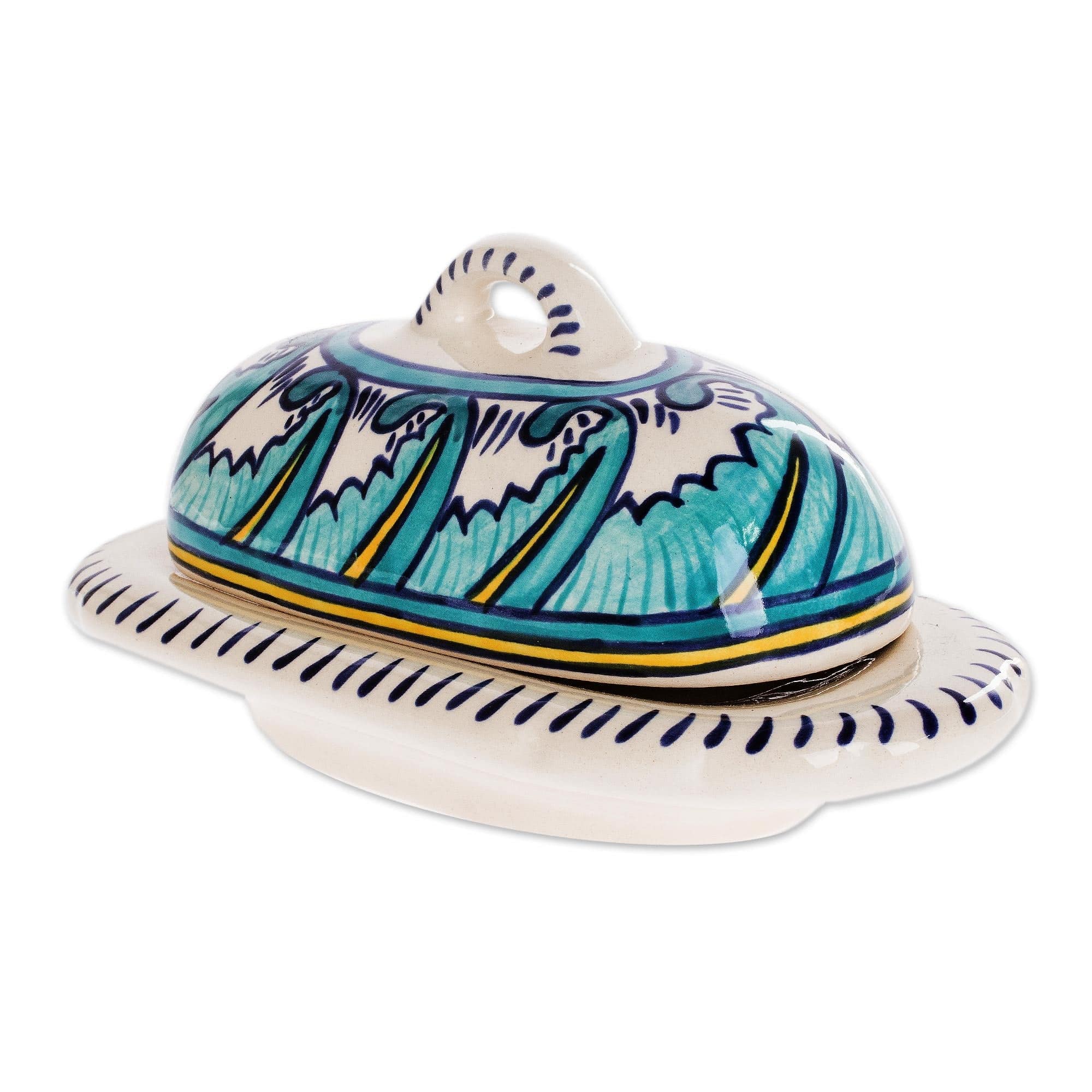 Covered Ceramic Butter Dish Crafted of Ceramic - Bermuda
