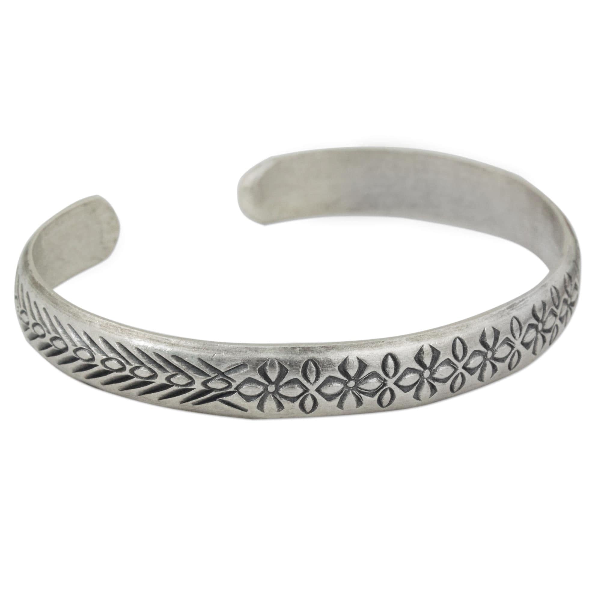 Floral Sterling Silver Peace Bracelet from Thailand - Find Peace