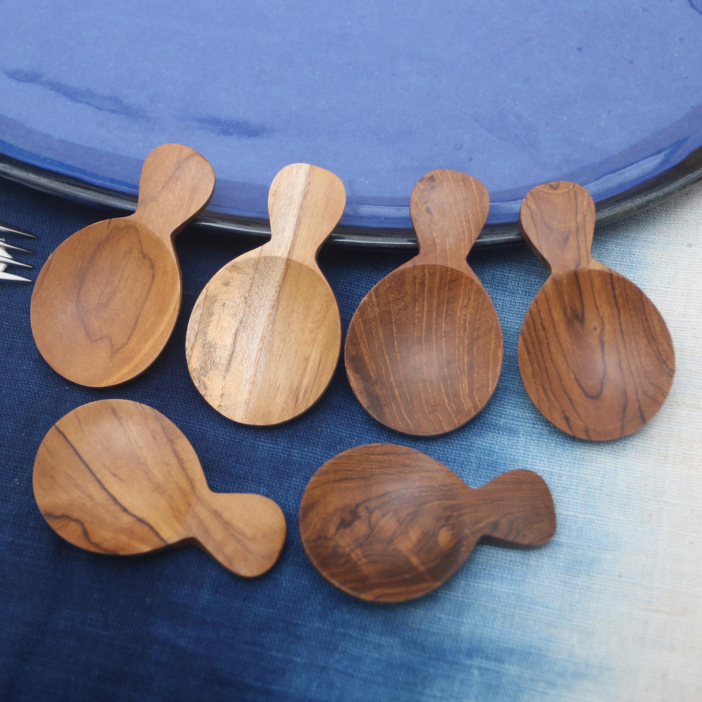Handmade Sawo Wood Sugar Spoons from Bali (Set of 6) - Time with Friends