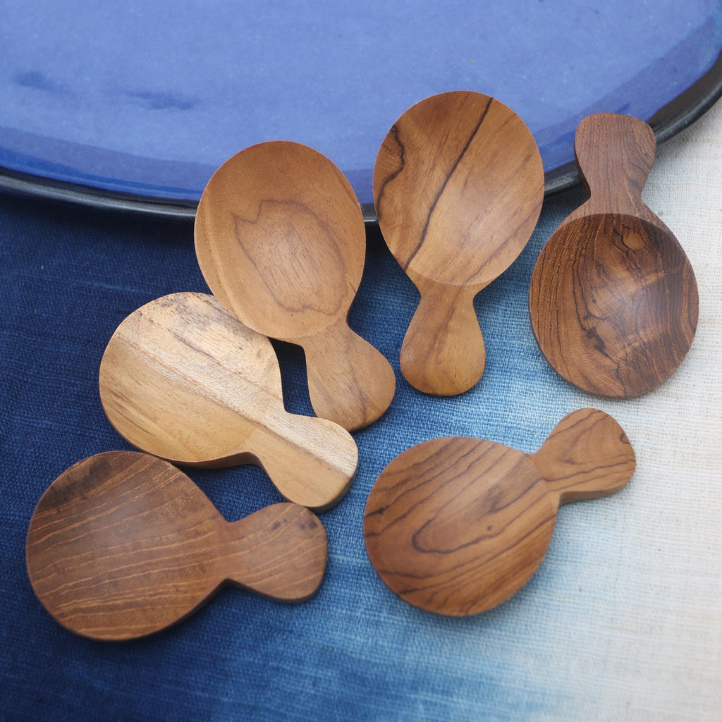 Handmade Sawo Wood Sugar Spoons from Bali (Set of 6) - Time with Friends