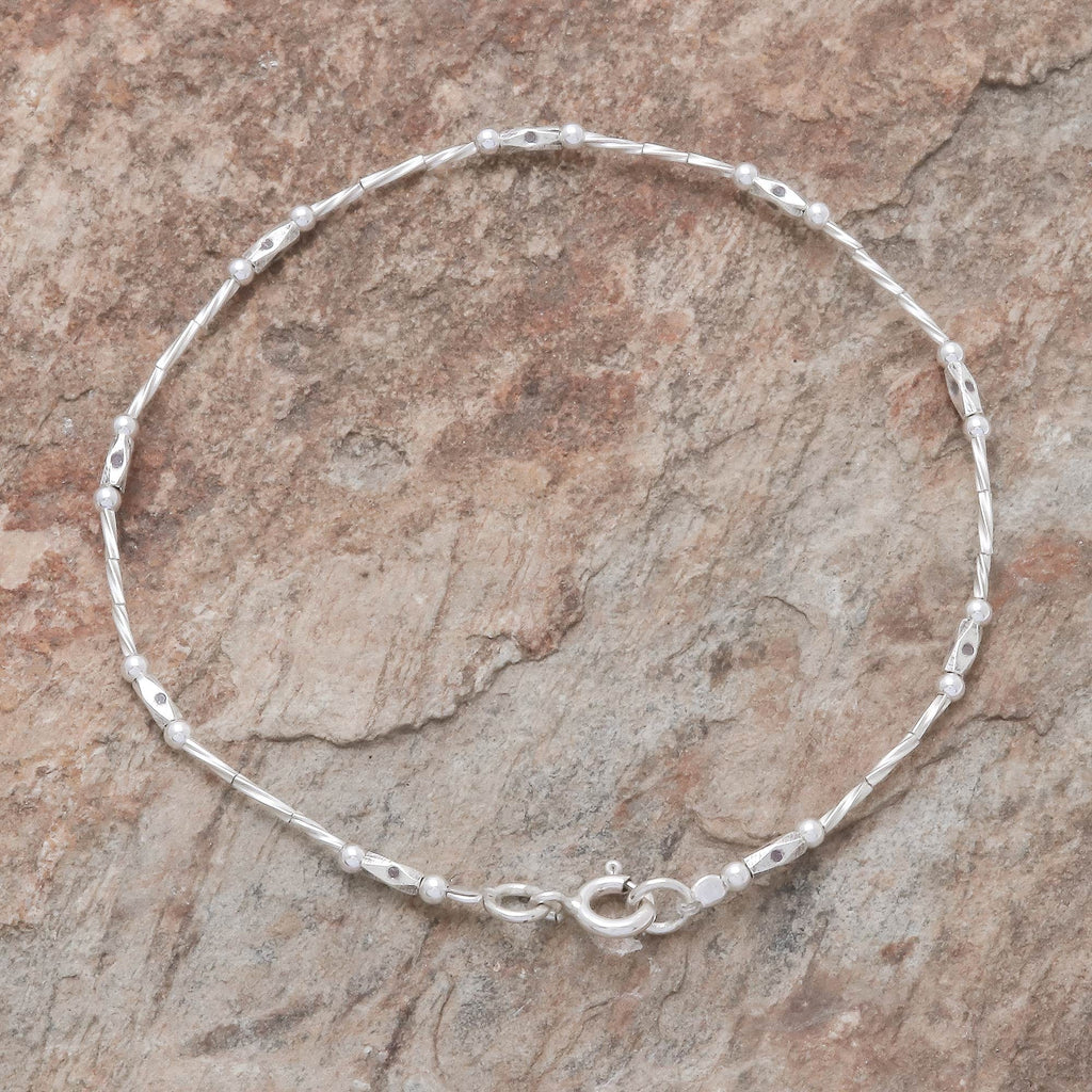 Spiral Pattern Karen Silver Beaded Bracelet from Thailand - Cute Hill Tribe