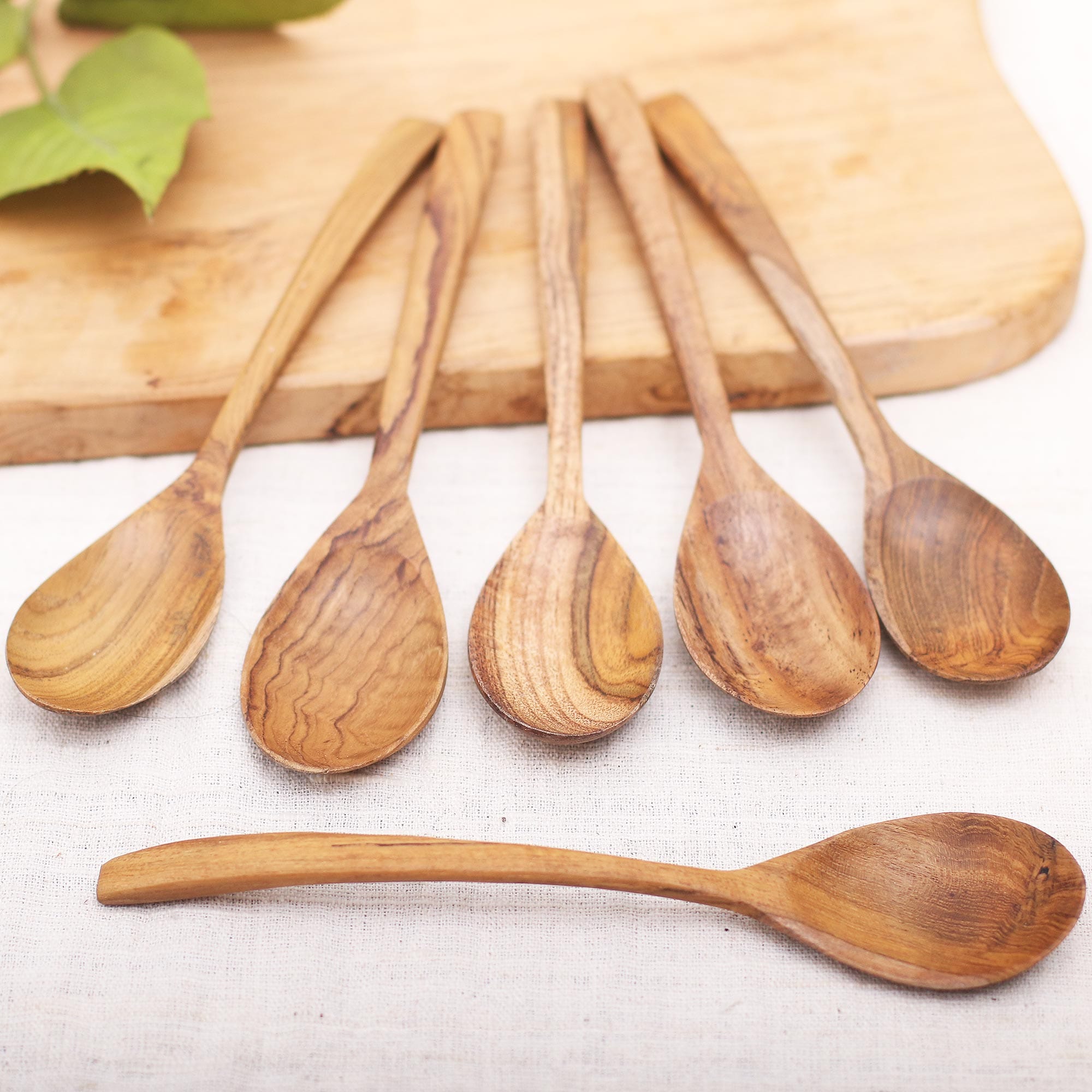 Handcrafted Teak Wood Spoons from Bali (Set of 6) - Warm Memory