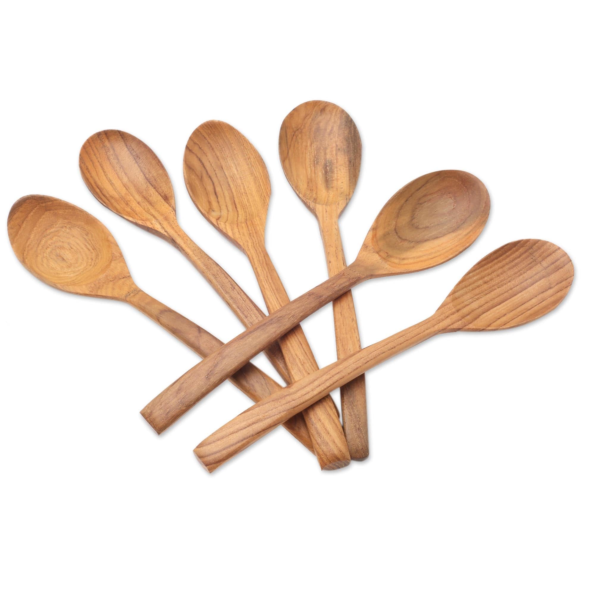 Handcrafted Teak Wood Spoons from Bali (Set of 6) - Warm Memory