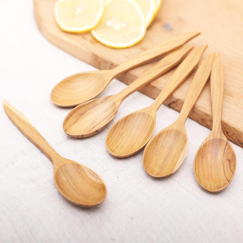 Teak Wood Spoons with Pointed Ends from Bali (Set of 6) - Fine Dinner