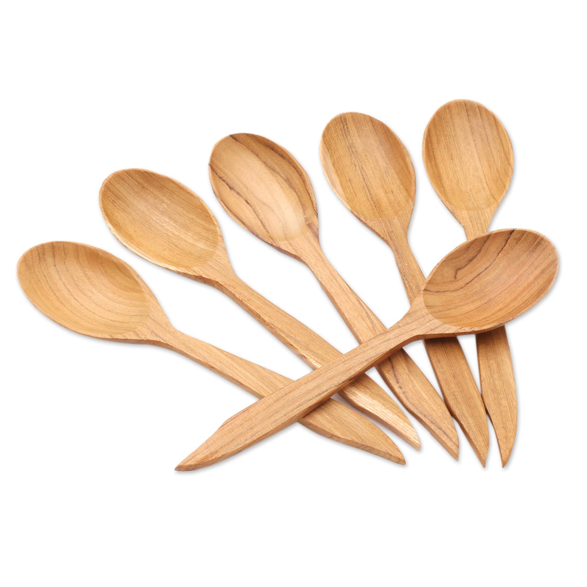 Teak Wood Spoons with Pointed Ends from Bali (Set of 6) - Fine Dinner