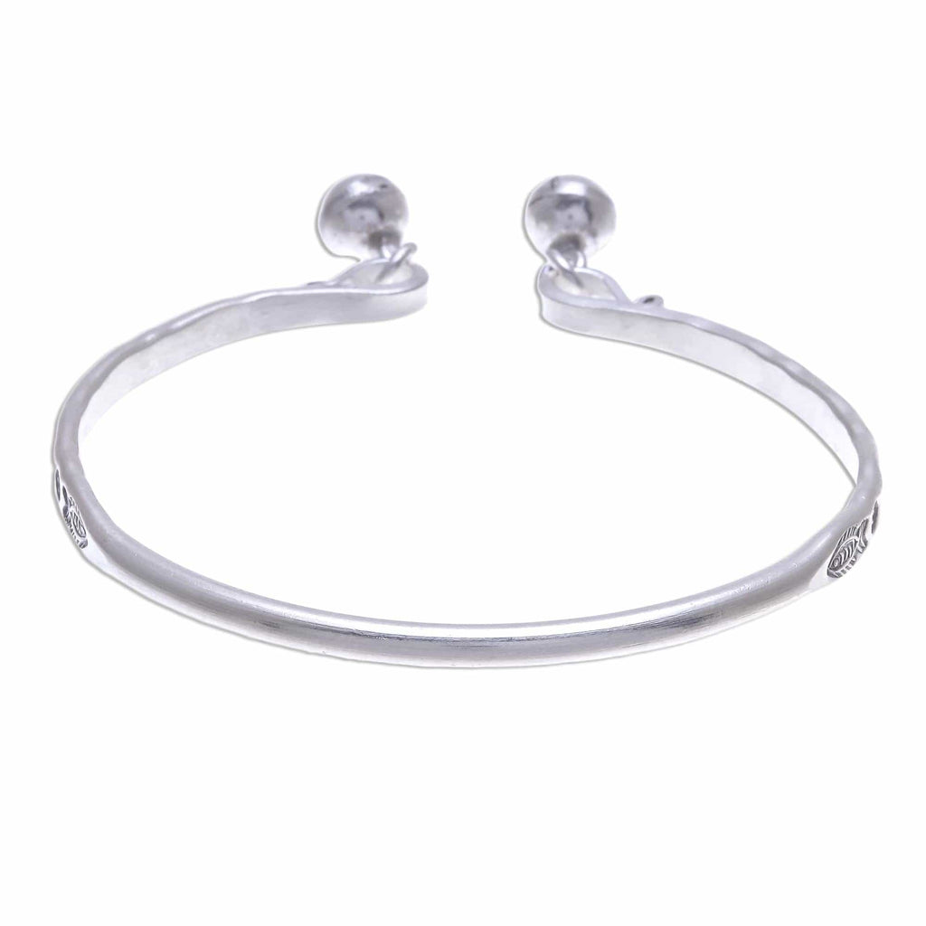 Sterling Cuff Bracelet with Thai Karen Hill Tribe Bells - Song of the River