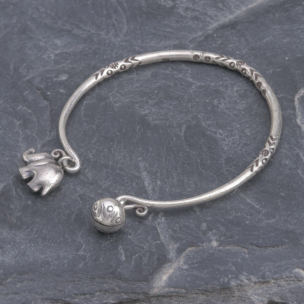 Thai Karen Hill Tribe Silver Cuff Elephant Bracelet - Song of the Mountains