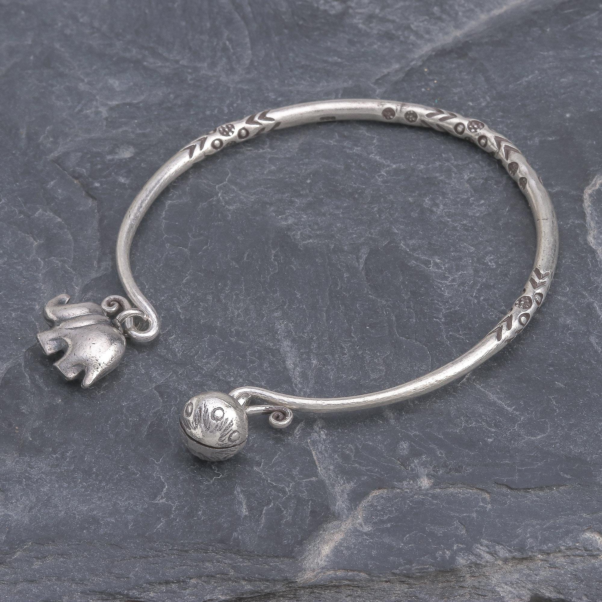 Thai Karen Hill Tribe Silver Cuff Elephant Bracelet - Song of the Mountains