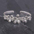 Hammered Sterling Silver Flower Cuff Bracelet - Blossom Row