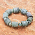 Round and Barrel Shaped Jade Bead Stretch Bracelet - Barrels and Beads