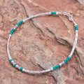 Hand Crafted Sterling Silver Beaded Bracelet - Spiral Jetty in Blue-Green