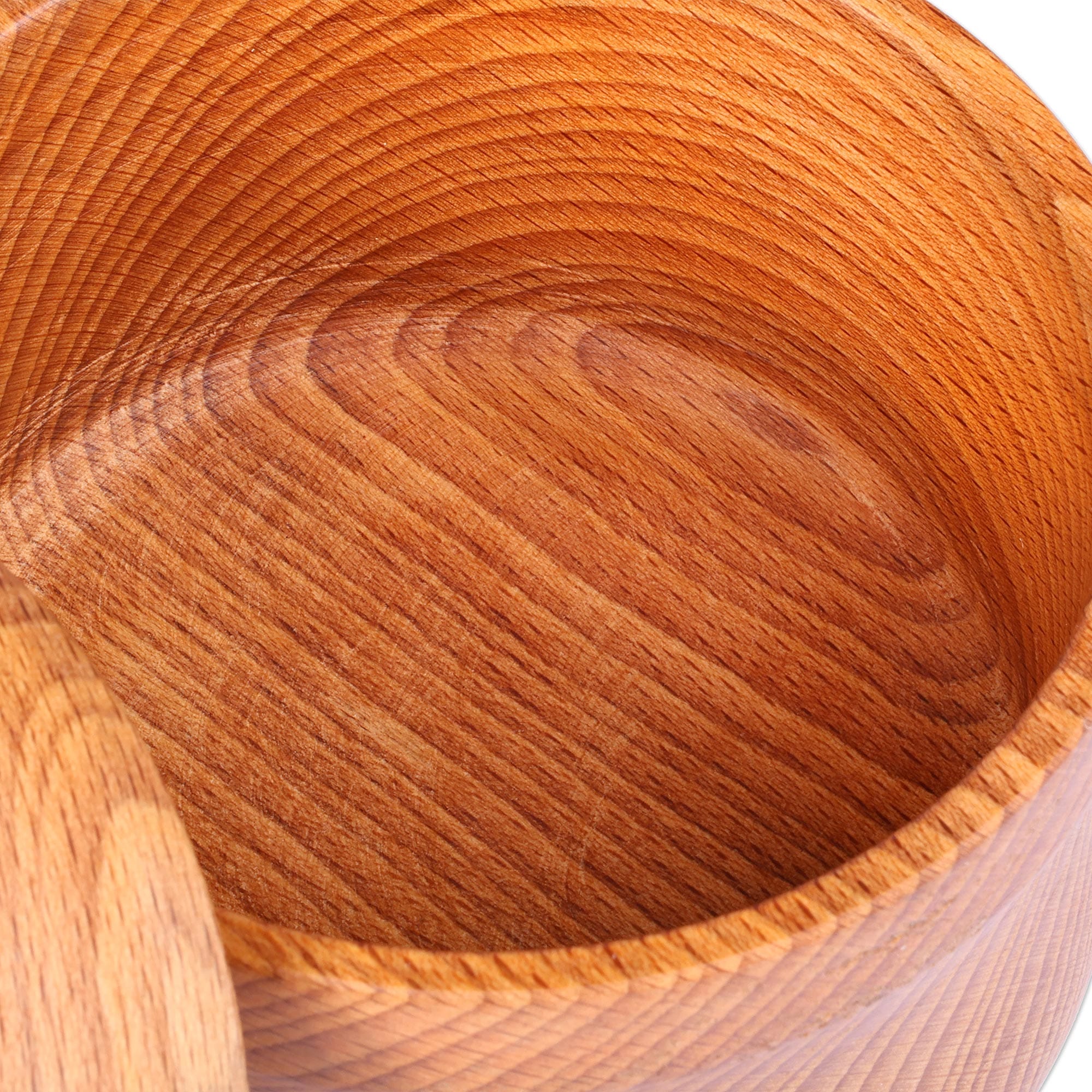 Hand-Carved Natural Brown Beechwood Sugar Bowl - Sweet Delight