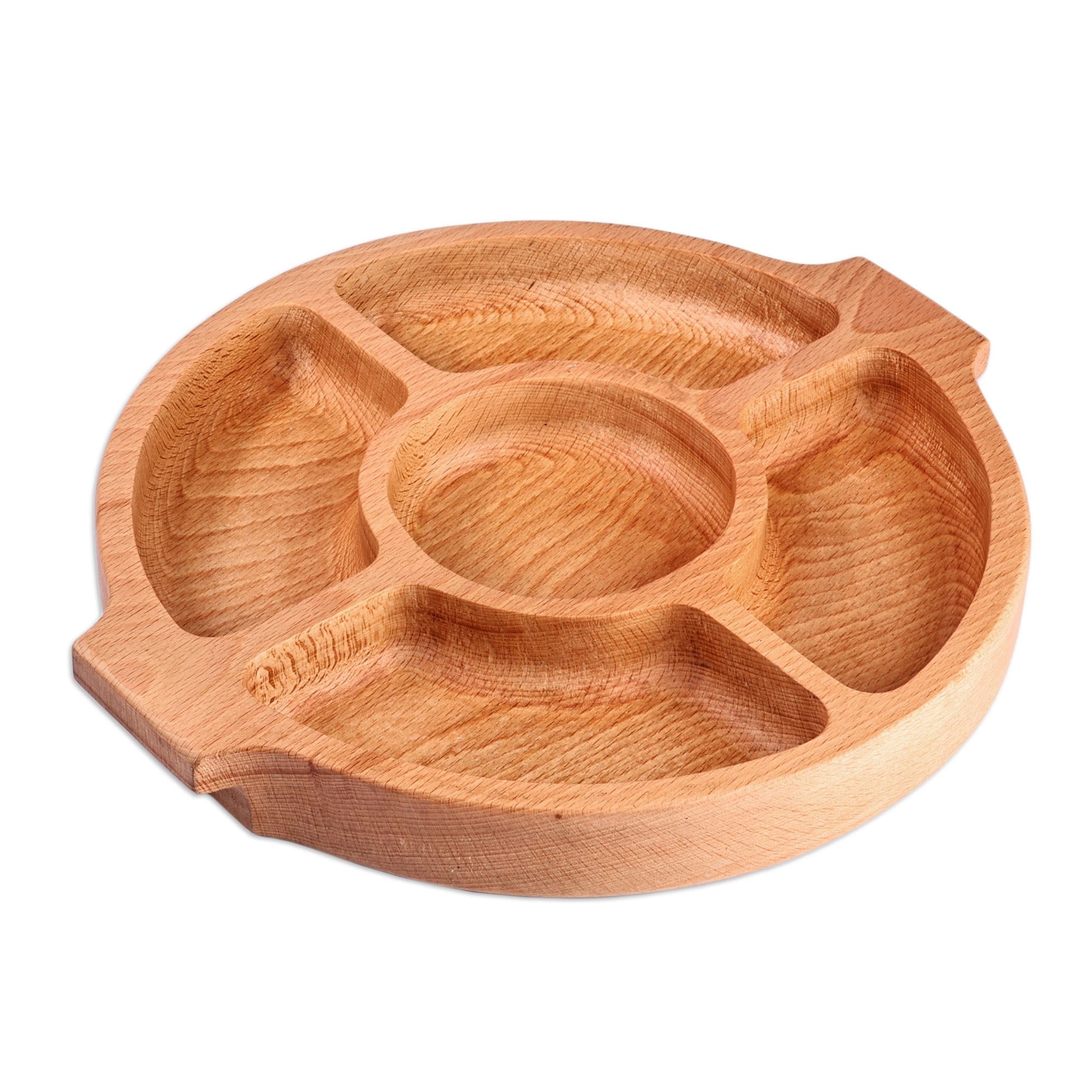 Hand-Carved Brown Beechwood Appetizer Platter from Armenia - Delicacies From the Woods