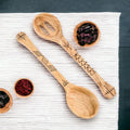 2 Reclaimed Wood Serving Spoons with Pyrography Designs - Culinary Seasoning