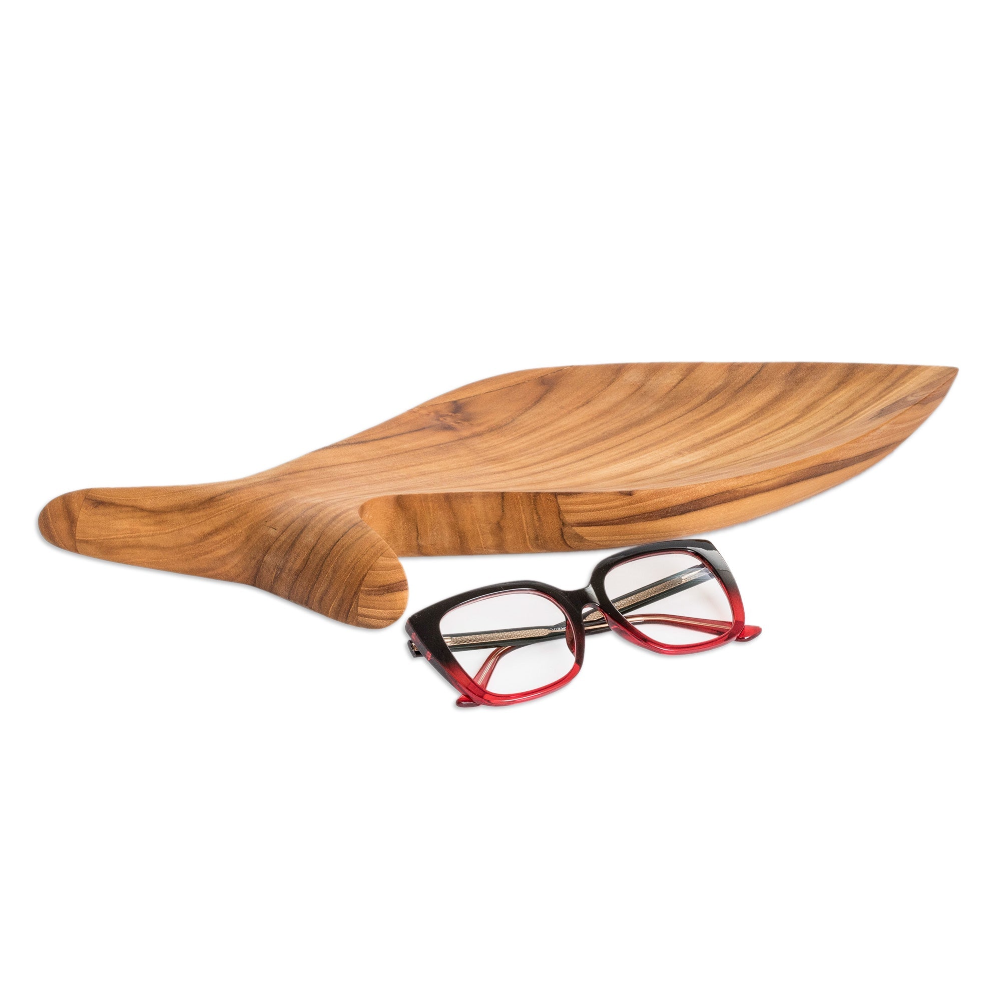 Fish-Themed Eco-Friendly Hand-Carved Teak Wood Snack Plate - Time to Share