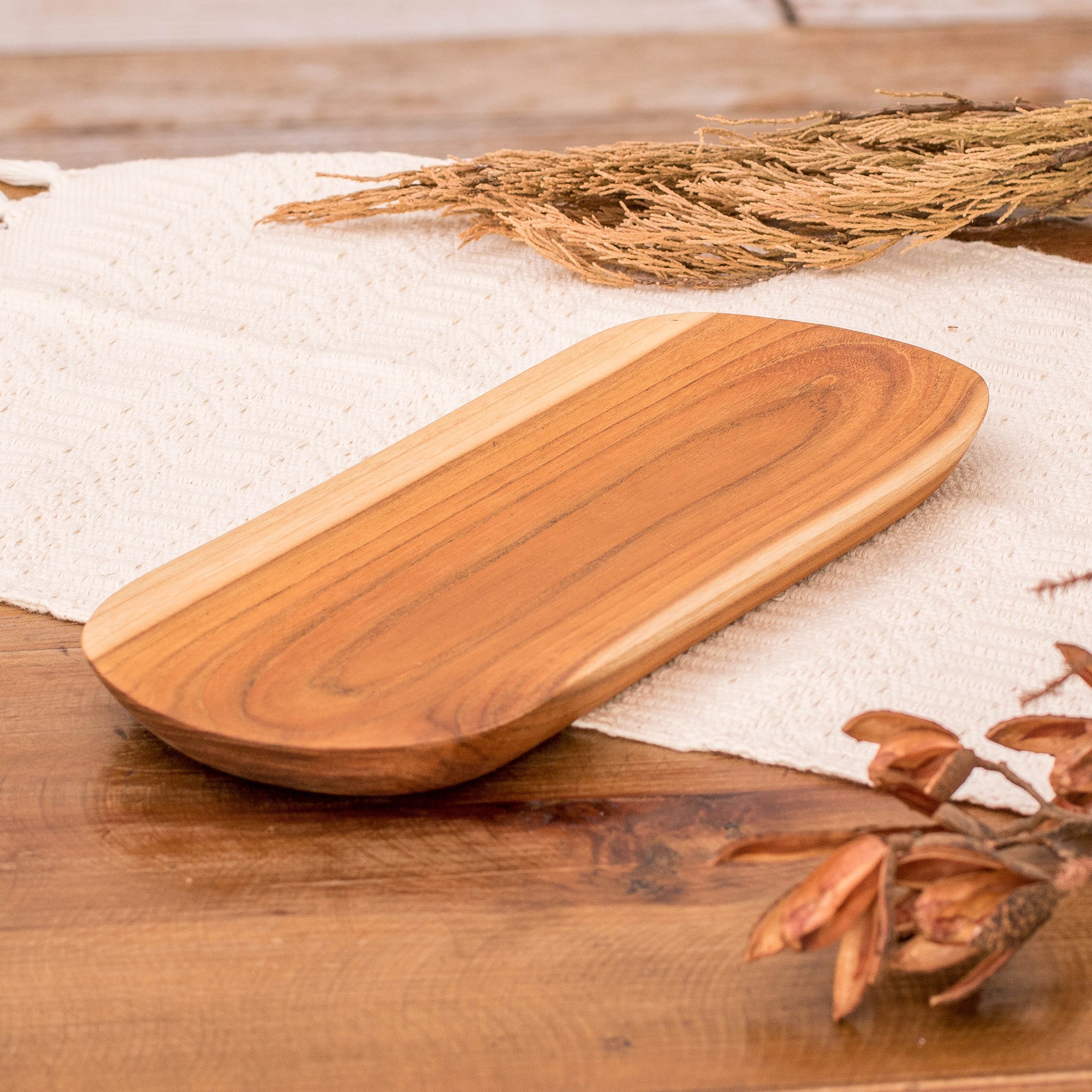 Eco-Friendly Sushi Plate Carved from Sustainable Teak Wood - Delicious Cravings