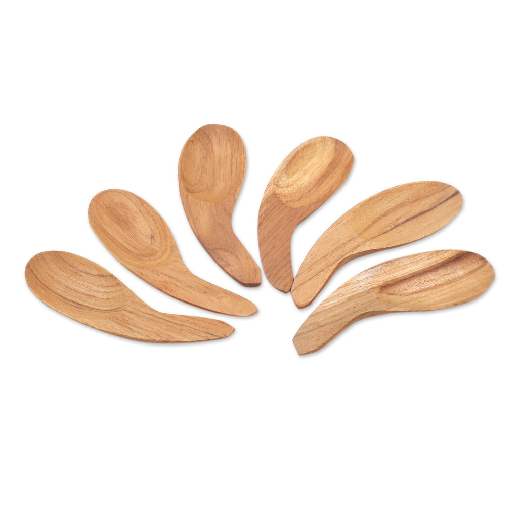 Curved Teak Wood Scoops (Set of 6) - Stylish Meal