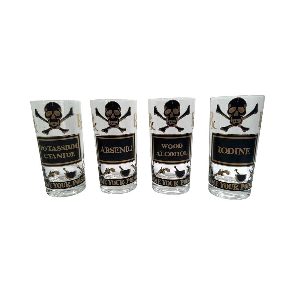 Georges Briard Signed Mid-Century Name Your Poison Glasses (Set of 4)