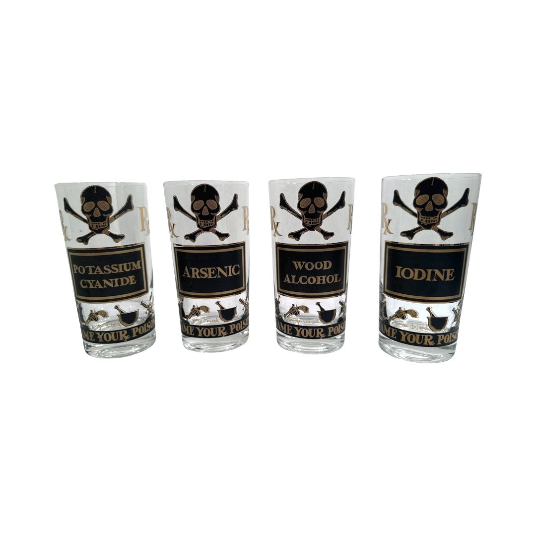 Georges Briard Signed Mid-Century Name Your Poison Glasses (Set of 4)