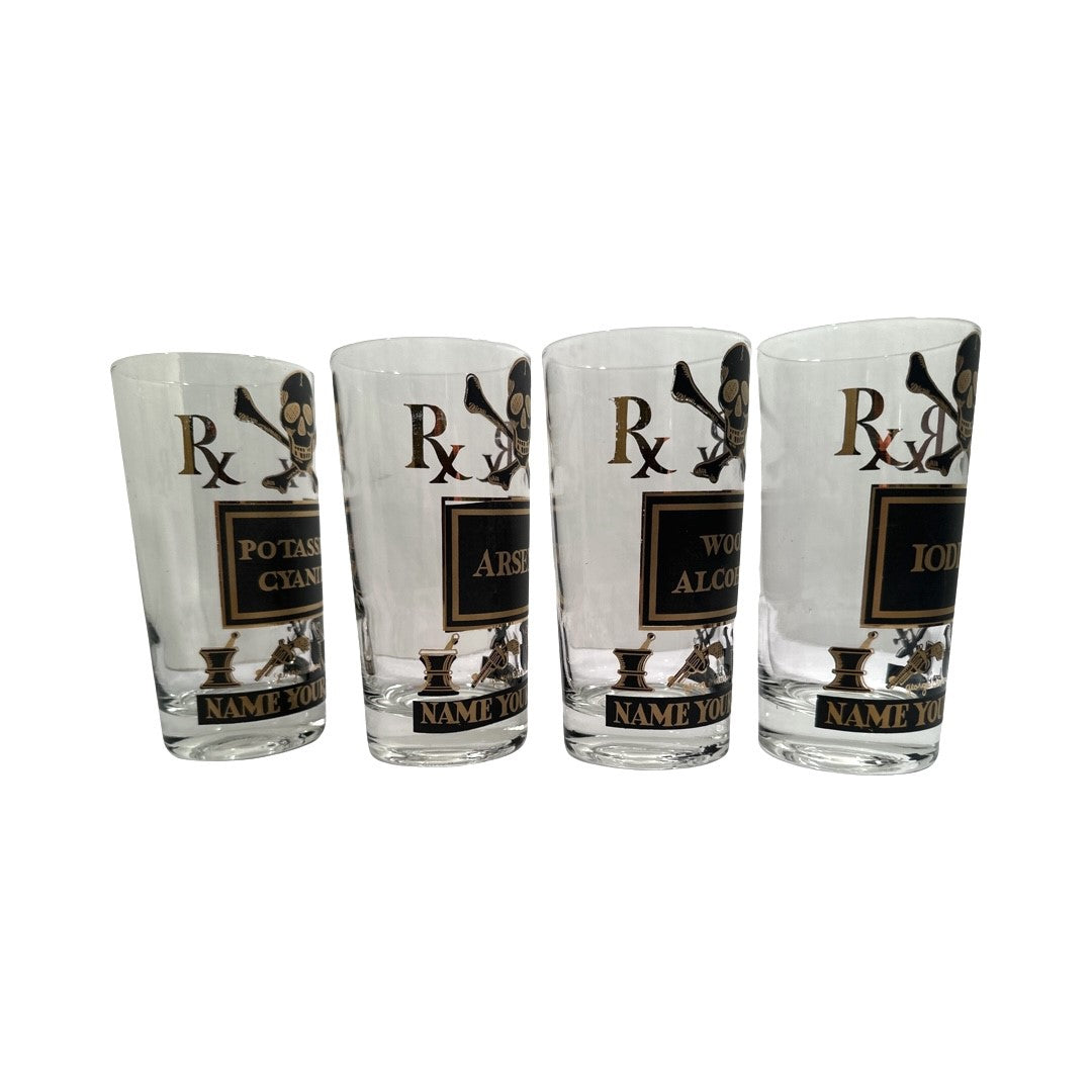 Georges Briard Signed Mid-Century Name Your Poison Glasses (Set of 4)