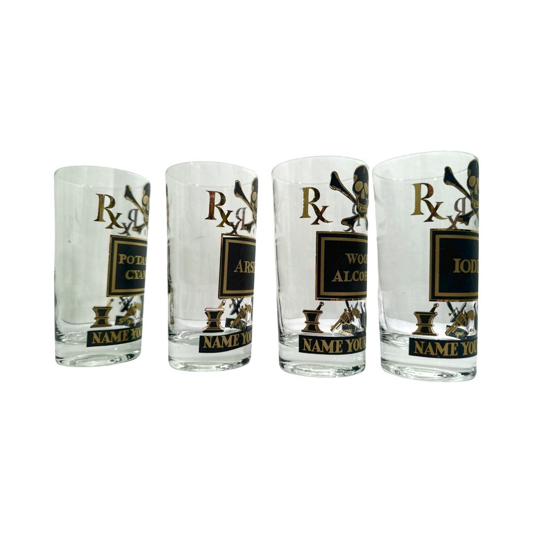 Georges Briard Signed Mid-Century Name Your Poison Glasses (Set of 4)