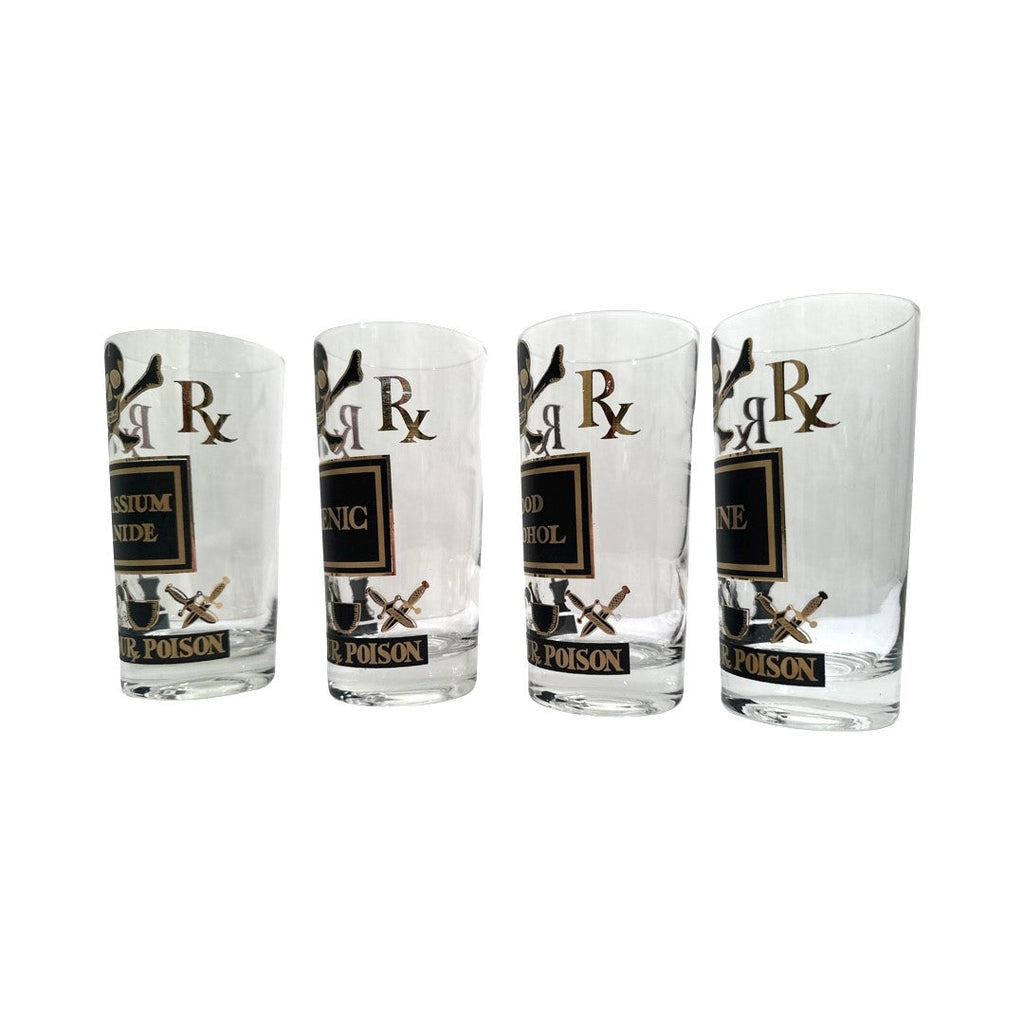 Georges Briard Signed Mid-Century Name Your Poison Glasses (Set of 4)