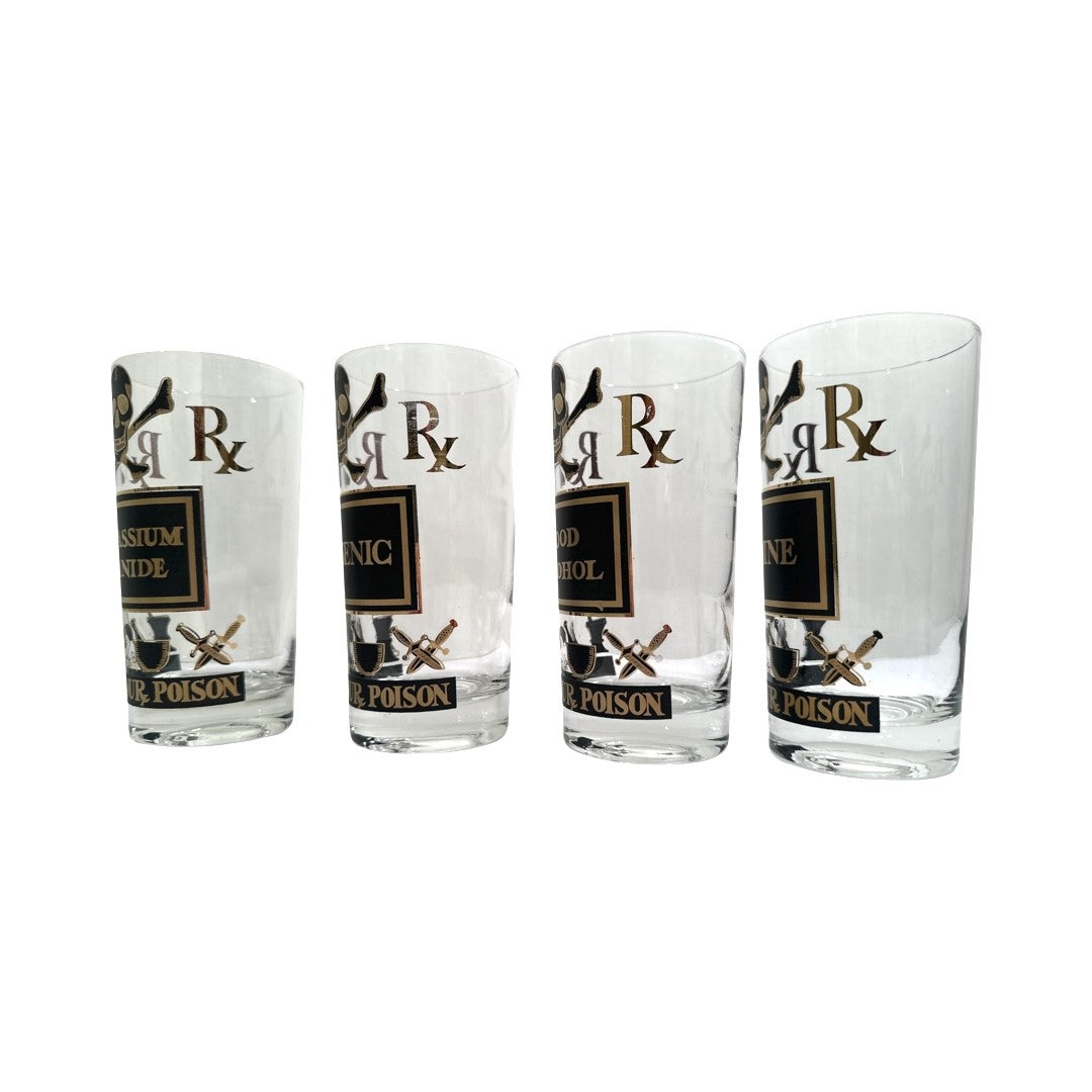 Georges Briard Signed Mid-Century Name Your Poison Glasses (Set of 4)