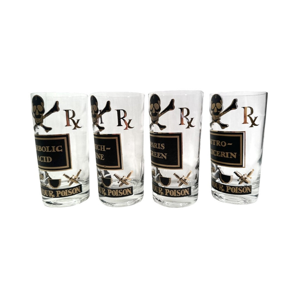 Georges Briard Signed Mid-Century Name Your Poison Glasses (Set of 4)