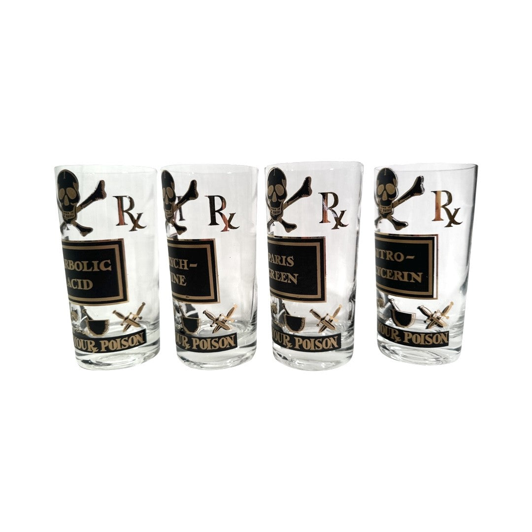 Georges Briard Signed Mid-Century Name Your Poison Glasses (Set of 4)