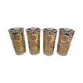 Georges Briard Signed Mid-Century Golden Celestial Glasses (Set of 4)