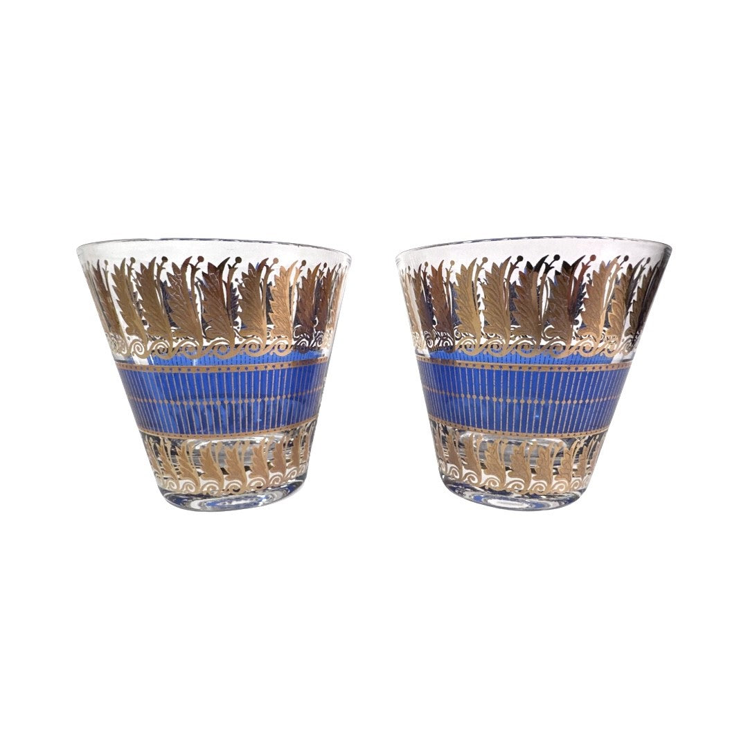 Georges Briard Signed Blue Art Deco Glasses (Set of 2)