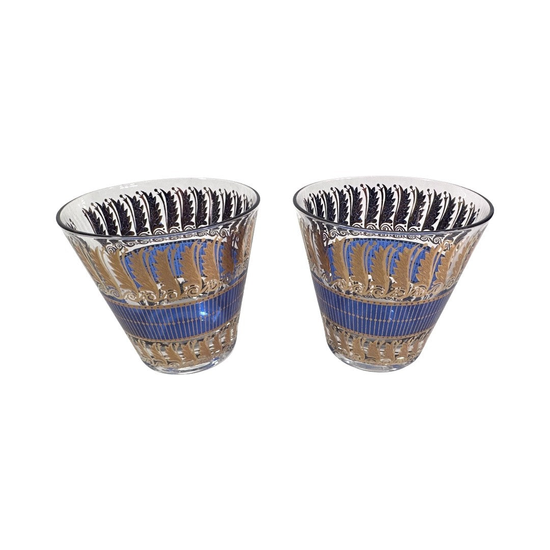 Georges Briard Signed Blue Art Deco Glasses (Set of 2)