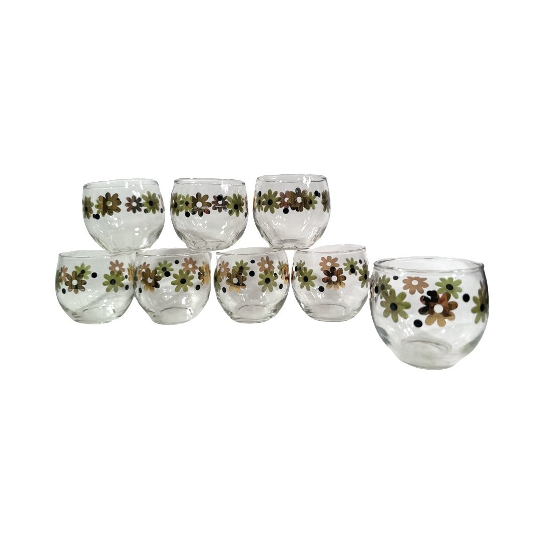 Anchor Hocking Mid-Century Field of Daisies Roly Poly Glasses (Set of 8)