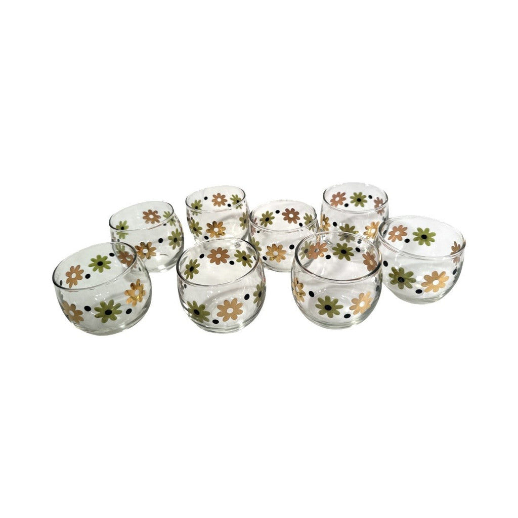 Anchor Hocking Mid-Century Field of Daisies Roly Poly Glasses (Set of 8)