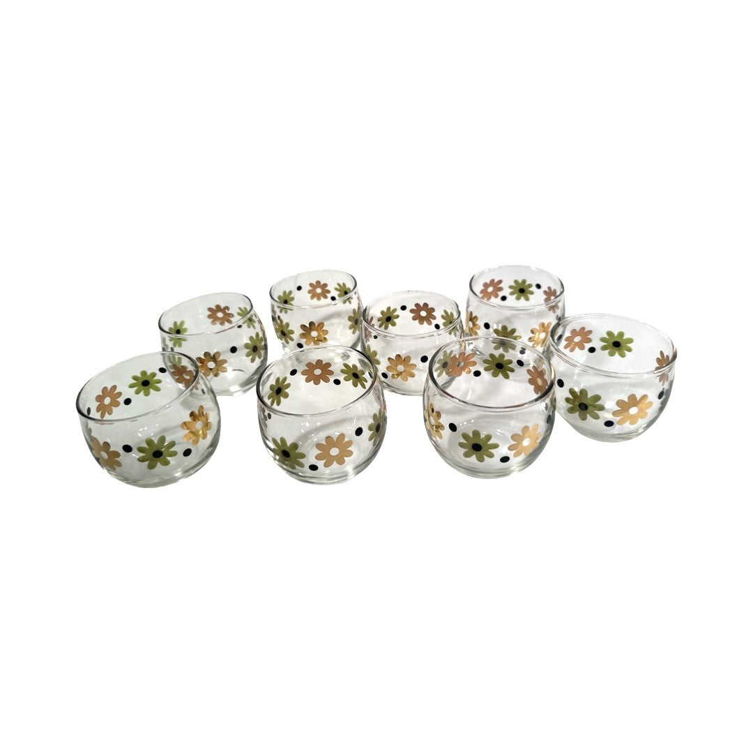 Anchor Hocking Mid-Century Field of Daisies Roly Poly Glasses (Set of 8)